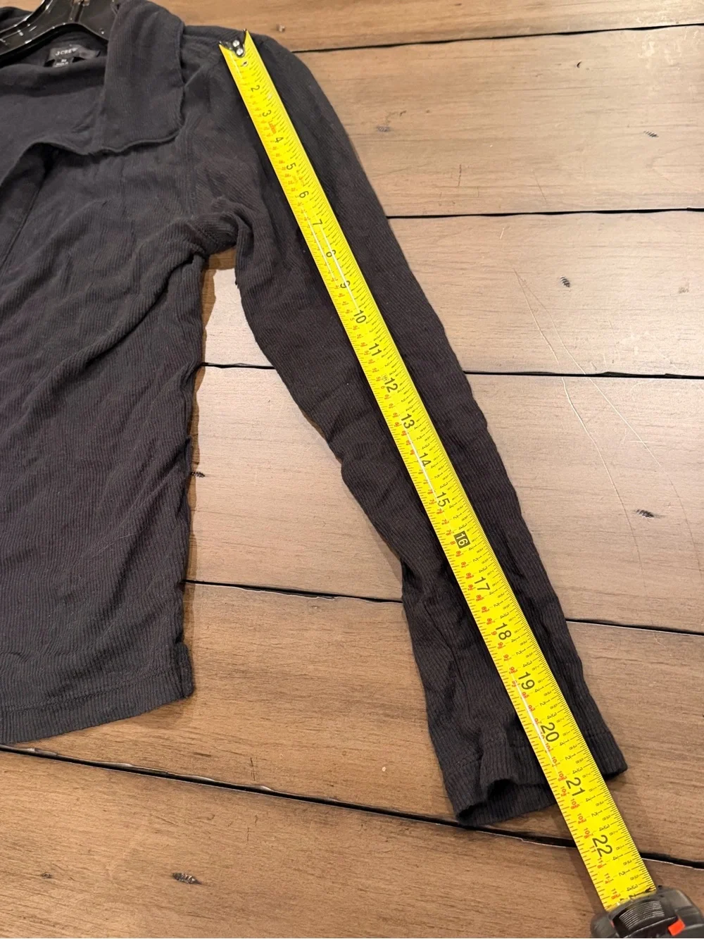 J. Crew Women's Soft Long-Sleeve Ribbed Black Polo T Shirt V-Neck Top #447